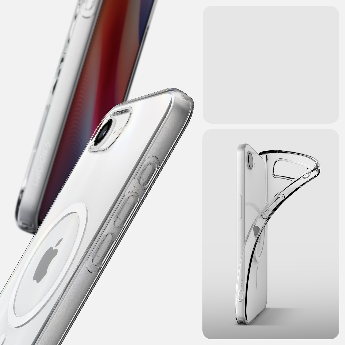 Etui Spigen Crystal Flex Mag do MagSafe do iPhone 16e, przezroczysto-białe